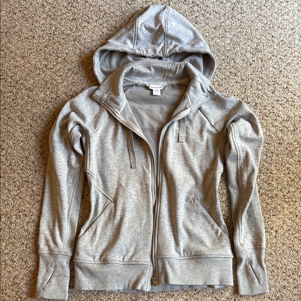 Athleta Heather Gray Full-Zip Hoodie